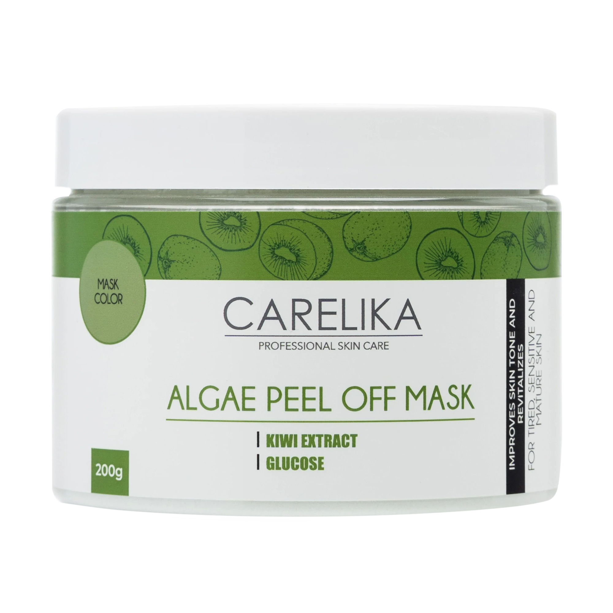 Альгінатна маска для обличчя Carelika Algae Peel Off Mask Kiwi Extract на основі водоростей з екстрактом ківі, 200 г