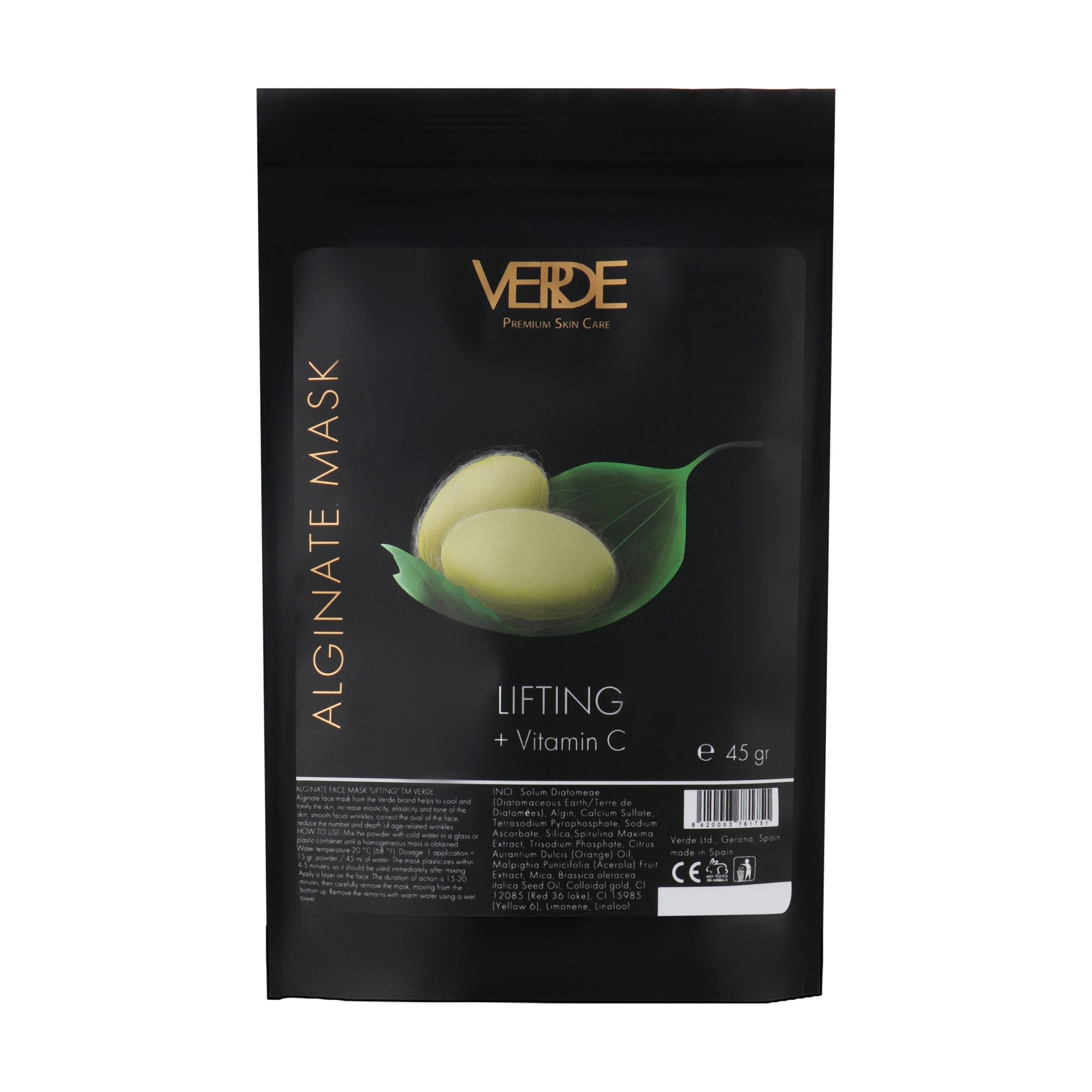 Альгінатна маска для обличчя Verde Lifting + Vitamin C Alginate Mask, 45 г